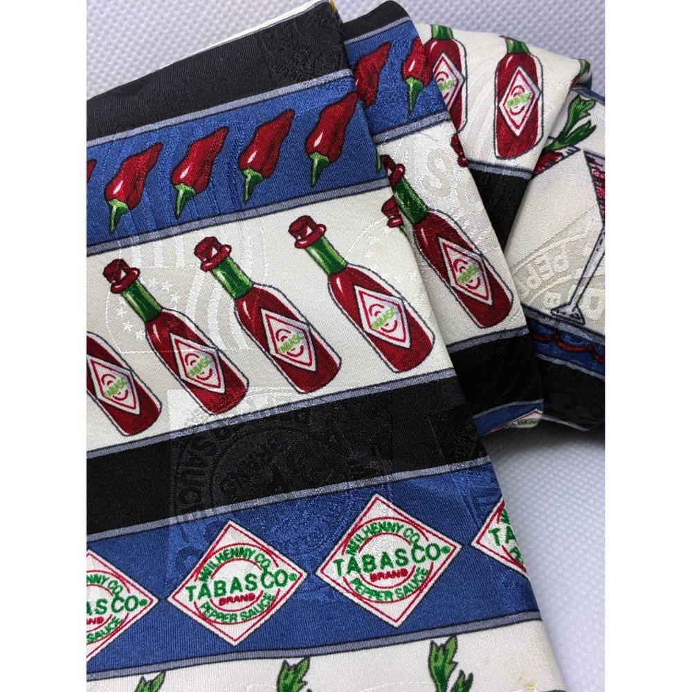 Tabasco Mens Silk Novelty Tie Chili Pepper Sauce Bottle Bloody Mary Cocktail - Picture 2 of 7